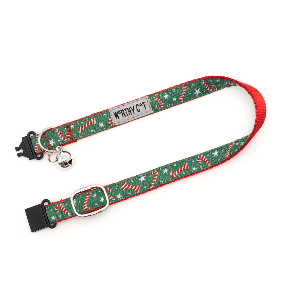 Candy Cane Cat Collar – Green, Size One Size