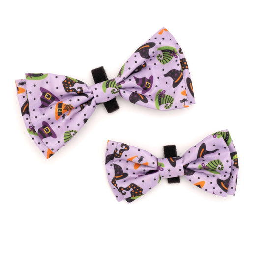 Bewitched Dog Bow Tie – Polyester, Purple, Sizes S, L