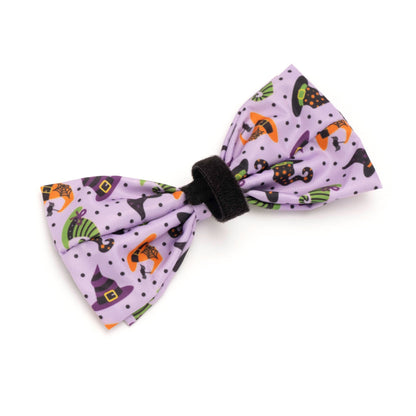Bewitched Dog Bow Tie – Polyester, Purple, Sizes S, L