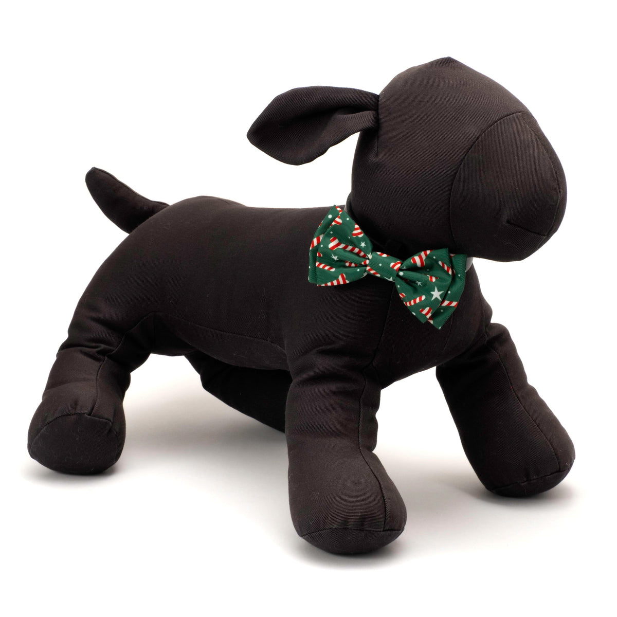 Candy Cane Dog Bow Tie – Polyester, Green, Sizes S, L