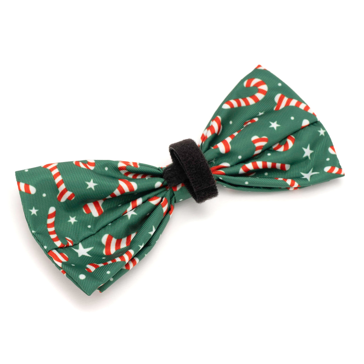 Candy Cane Dog Bow Tie – Polyester, Green, Sizes S, L