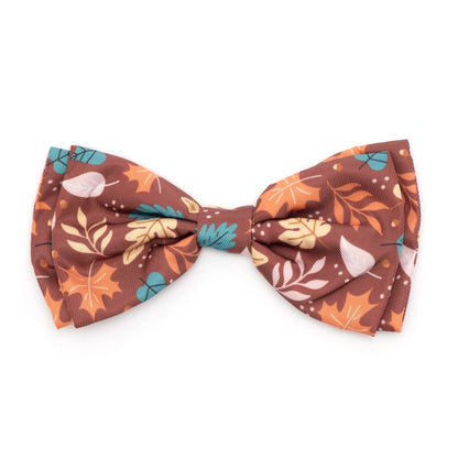Falling Leaves Dog Bow Tie – Polyester, Burgundy, Sizes S, L