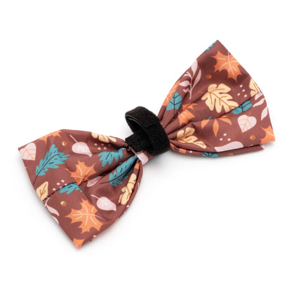 Falling Leaves Dog Bow Tie – Polyester, Burgundy, Sizes S, L