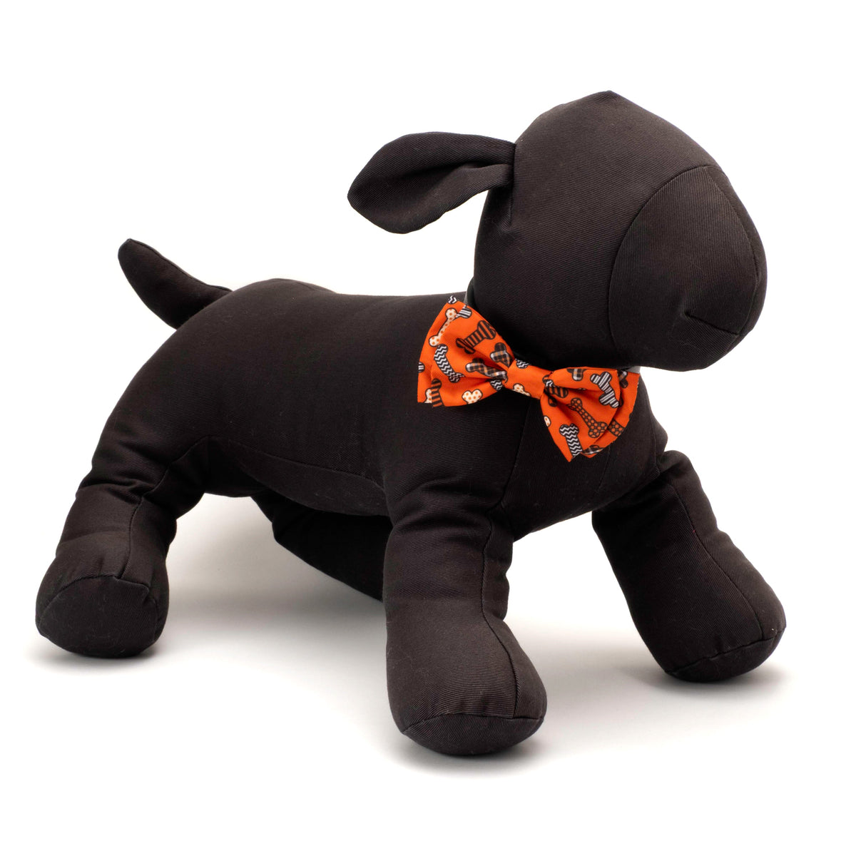 Halloween Bones Dog Bow Tie – Polyester, Orange, Sizes S, L