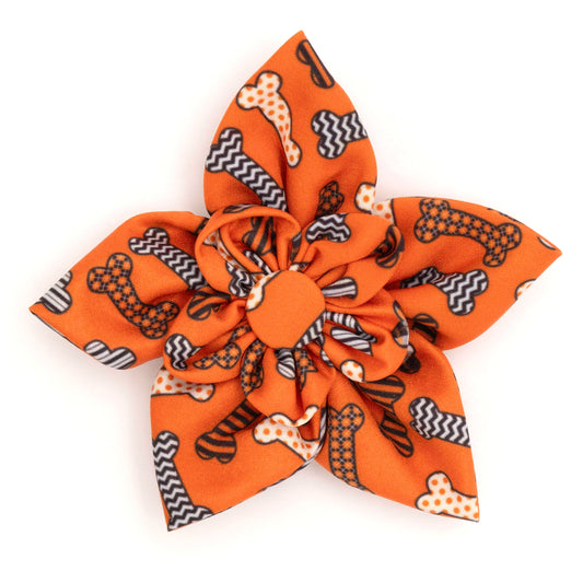 Halloween Bones Dog Flower – Polyester, Orange, Sizes S, L