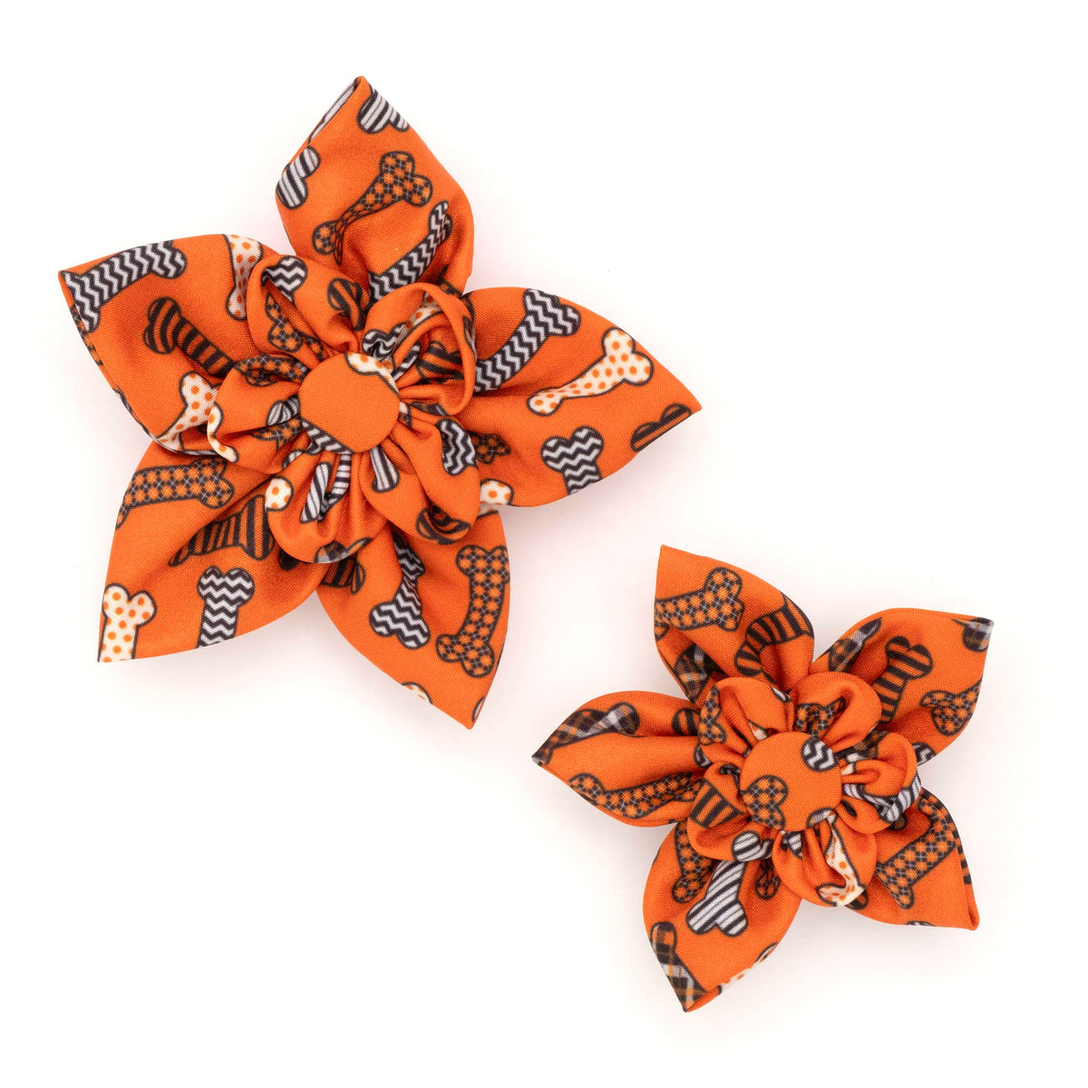 Halloween Bones Dog Flower – Polyester, Orange, Sizes S, L