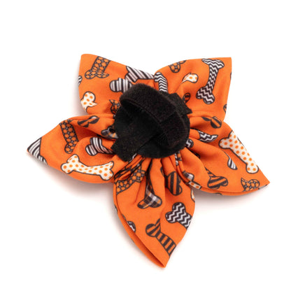 Halloween Bones Dog Flower – Polyester, Orange, Sizes S, L