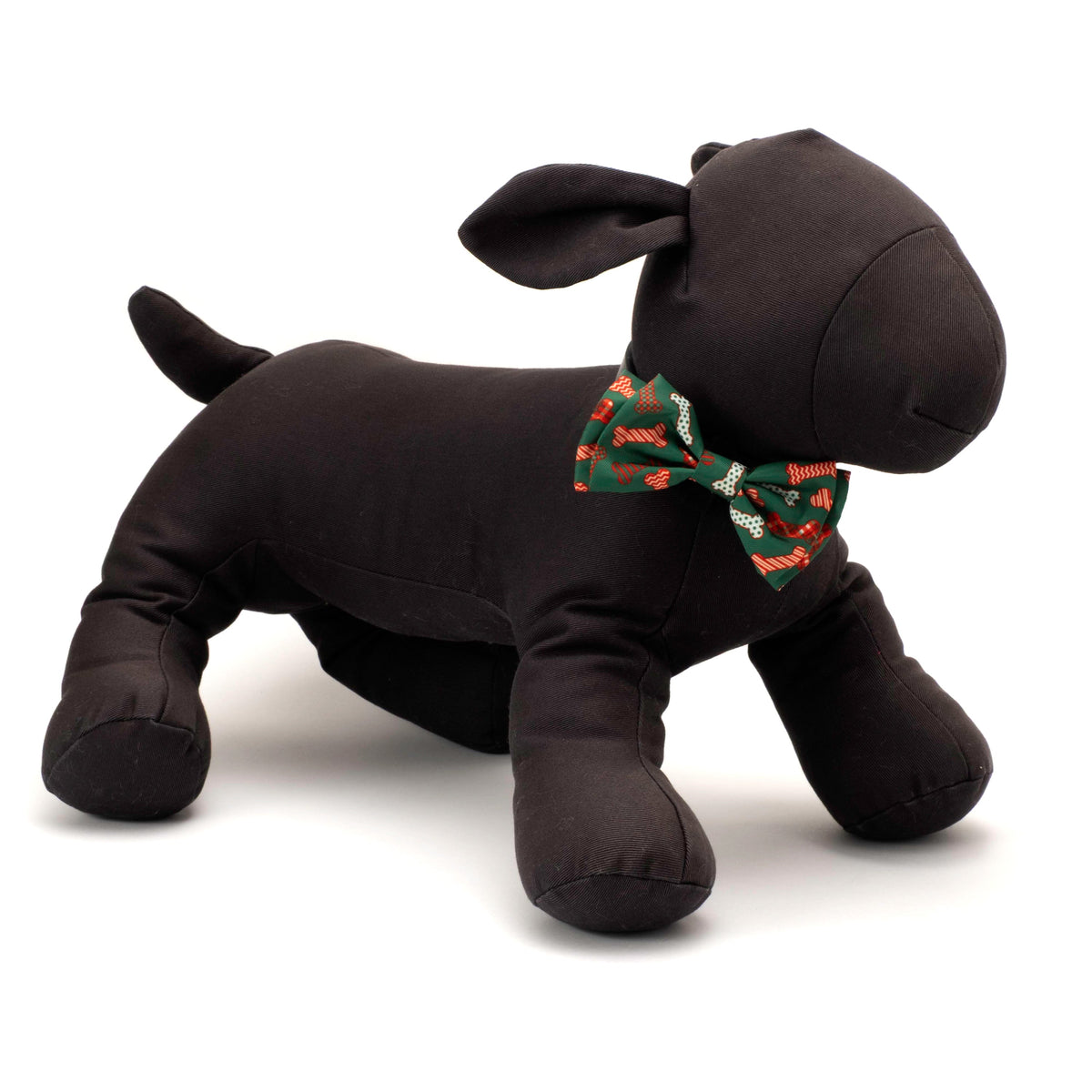 Festive Bones Dog Bow Tie – Polyester, Green, Sizes S, L