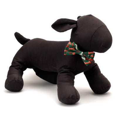 Festive Bones Dog Bow Tie – Polyester, Green, Sizes S, L