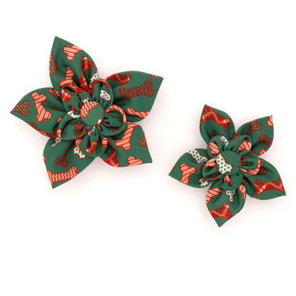 Festive Bones Dog Flower – Polyester, Green, Sizes S, L