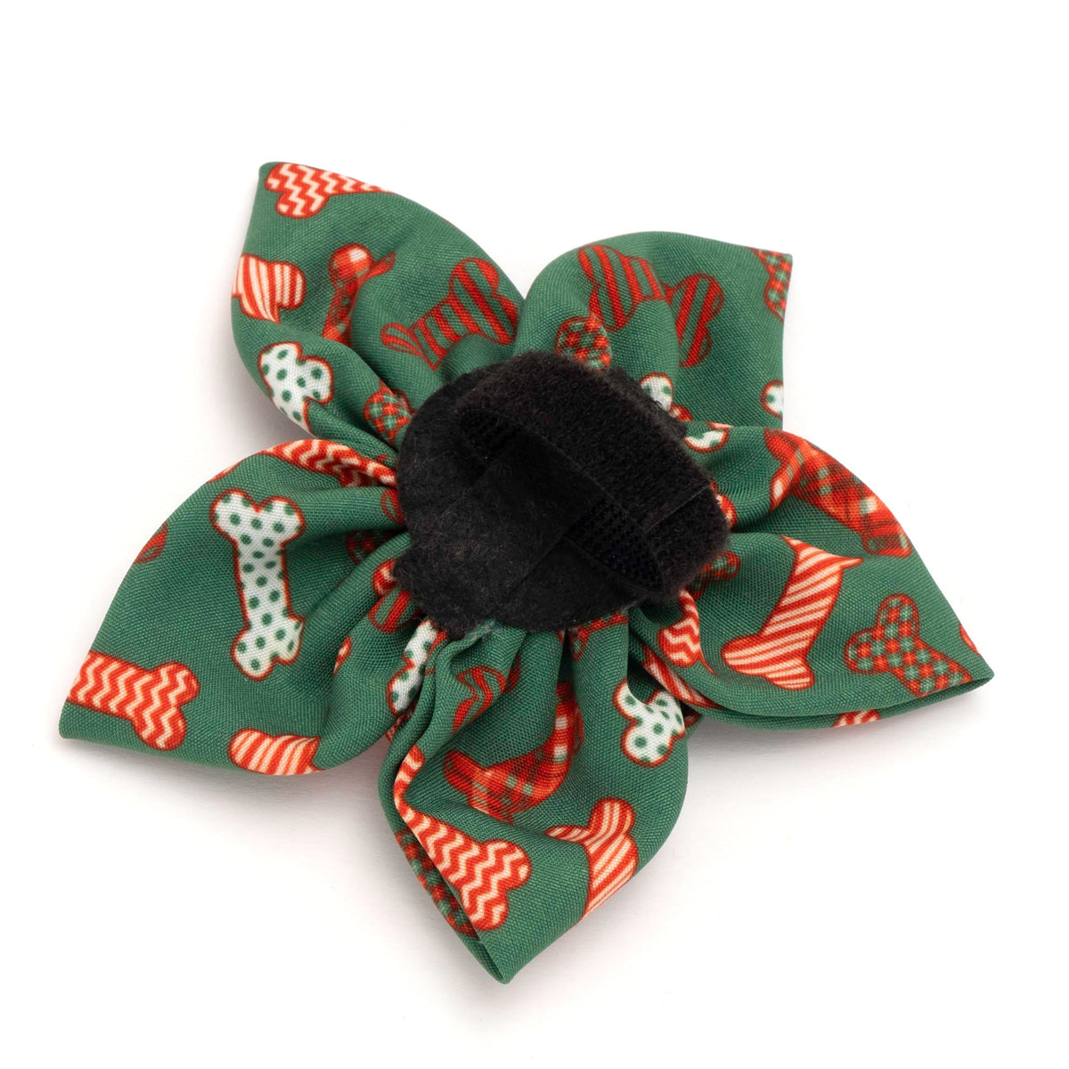 Festive Bones Dog Flower – Polyester, Green, Sizes S, L