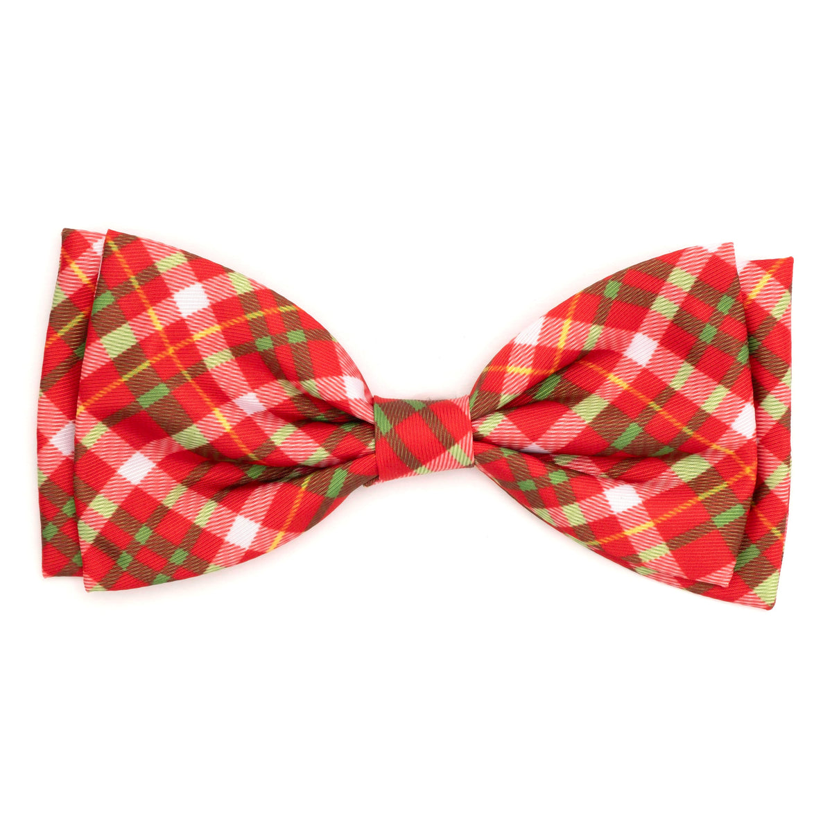 Holiday Plaid Dog Bow Tie – Polyester, Multicolored, Sizes S, L