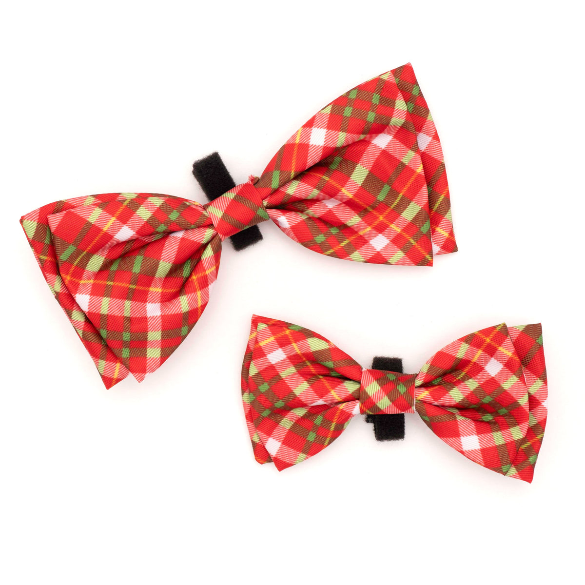 Holiday Plaid Dog Bow Tie – Polyester, Multicolored, Sizes S, L
