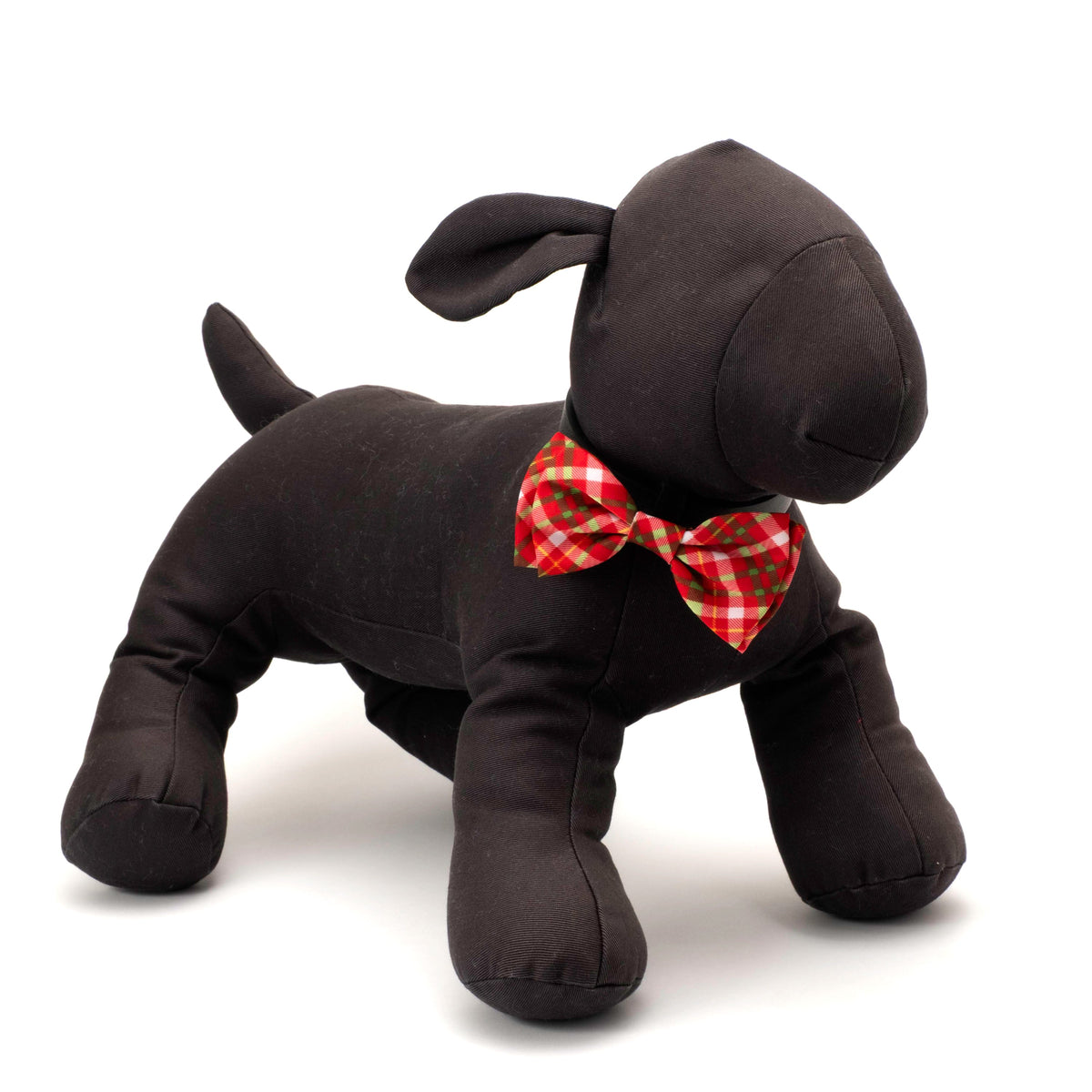 Holiday Plaid Dog Bow Tie – Polyester, Multicolored, Sizes S, L