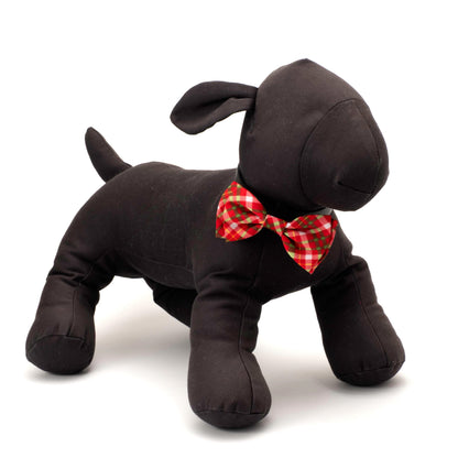Holiday Plaid Dog Bow Tie – Polyester, Multicolored, Sizes S, L