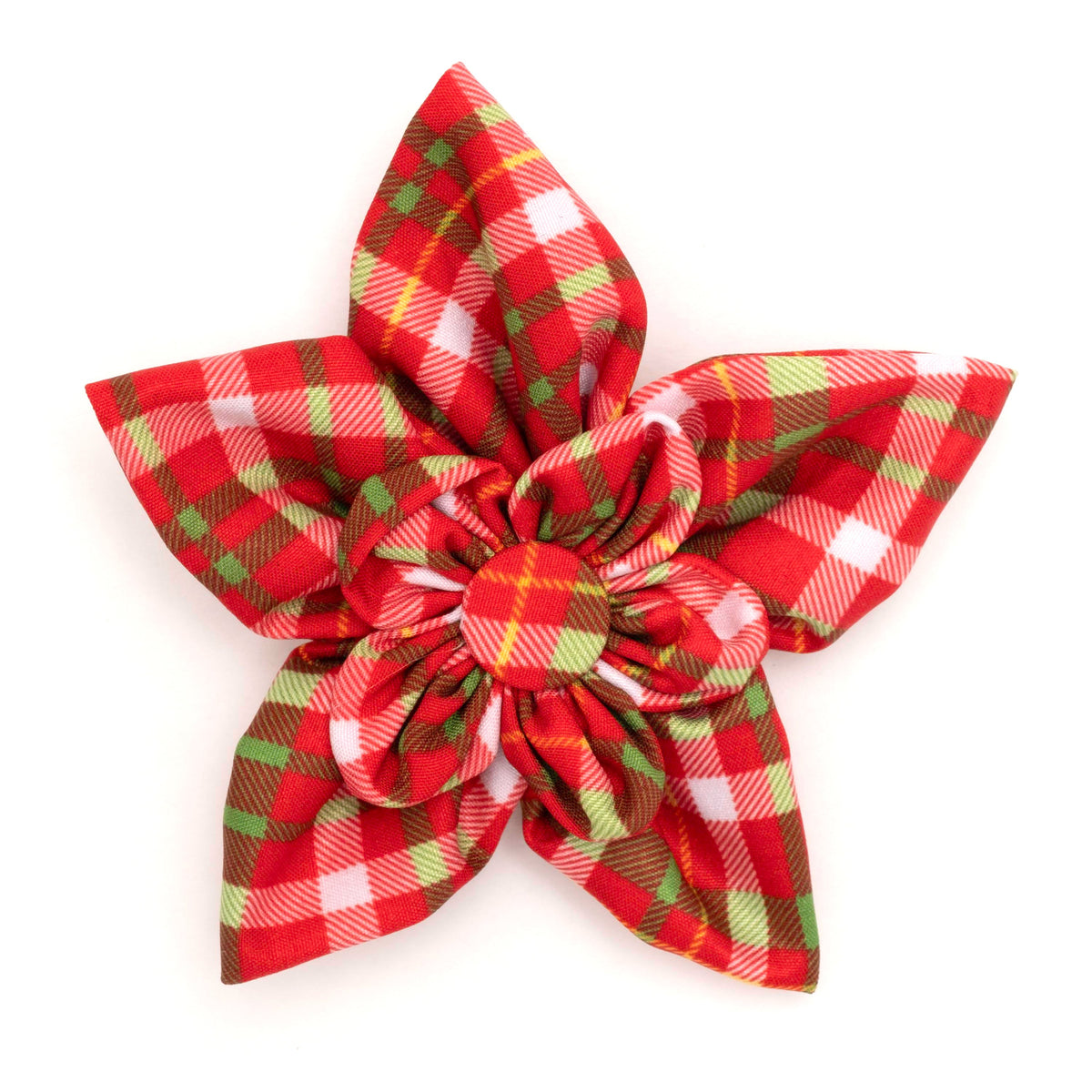 Holiday Plaid Dog Flower – Polyester, Multicolored, Sizes S, L