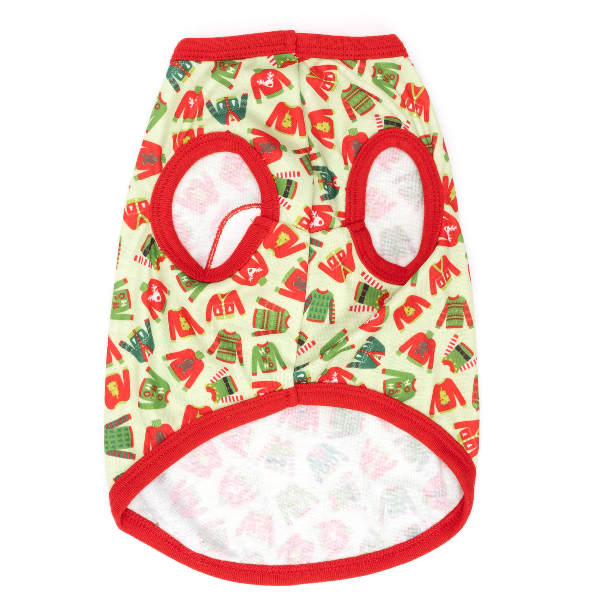 Ugly Christmas Sweater Dog Tank Top – Polyester, Green, Sizes XS–XXL
