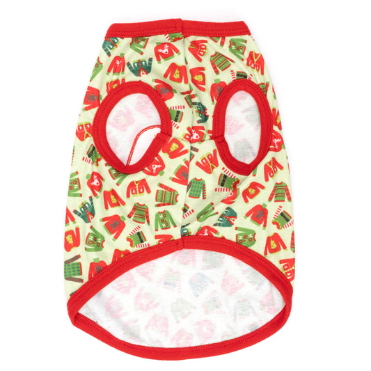Ugly Christmas Sweater Dog Tank Top – Polyester, Green, Sizes XS–XXL