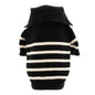 Stripe 1/4 Zip Pullover Dog Sweater – Acrylic, Black/White, Sizes XS–XXL