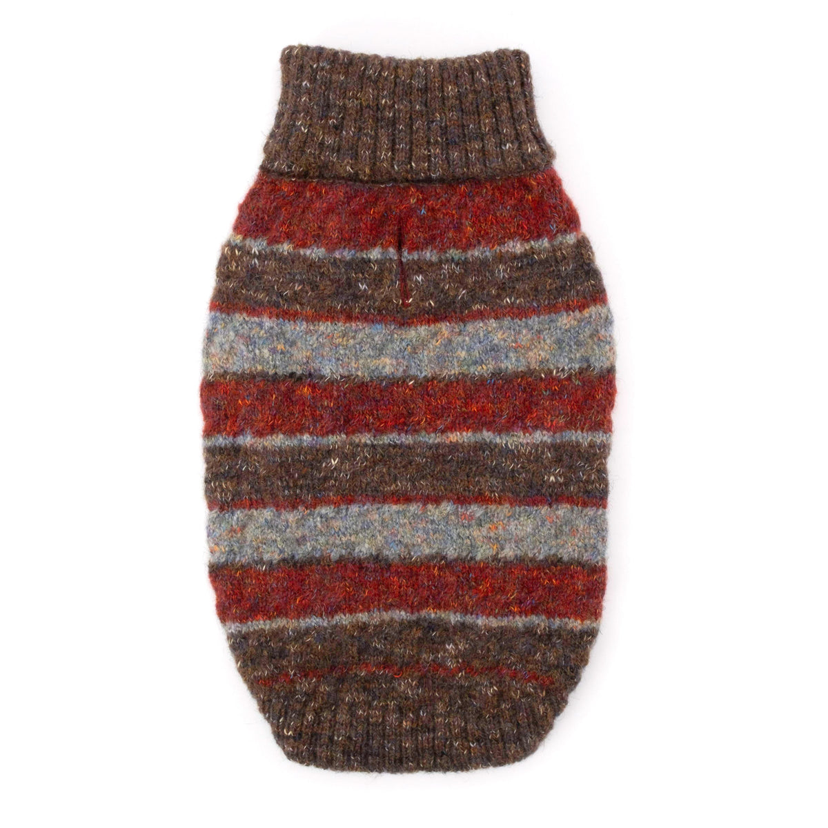 Tweed Stripe Turtleneck Dog Sweater – Polyester, Blue & Burgundy, Sizes XS–XXL