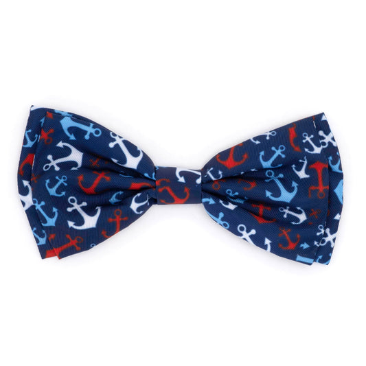 Anchors Ahoy Dog Bow Tie – Polyester, Navy, Sizes S, L