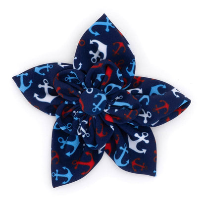 Anchors Ahoy Dog Flower – Polyester, Navy, Sizes S, L