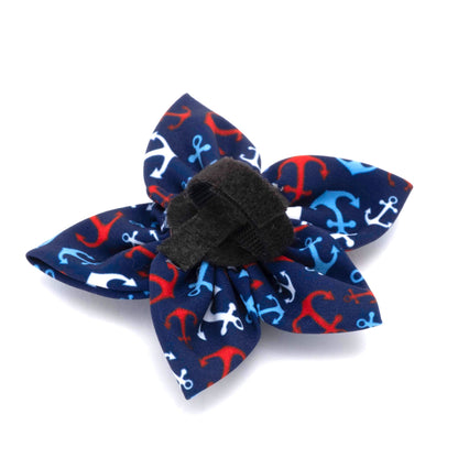 Anchors Ahoy Dog Flower – Polyester, Navy, Sizes S, L