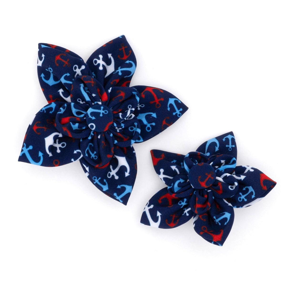 Anchors Ahoy Dog Flower – Polyester, Navy, Sizes S, L