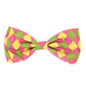 Bright Argyle Dog Bow Tie – Polyester, Multicolored, Sizes S, L