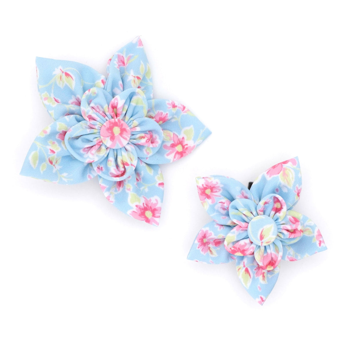 Fancy Floral Dog Flower – Polyester, Blue, Sizes S, L