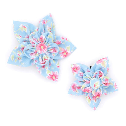 Fancy Floral Dog Flower – Polyester, Blue, Sizes S, L