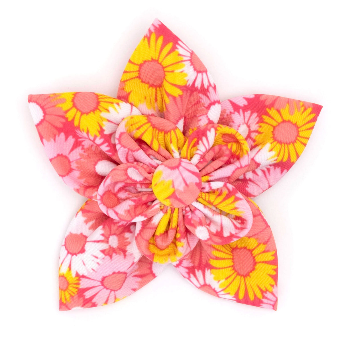 Preppy Floral Dog Flower – Polyester, Pink, Sizes S, L
