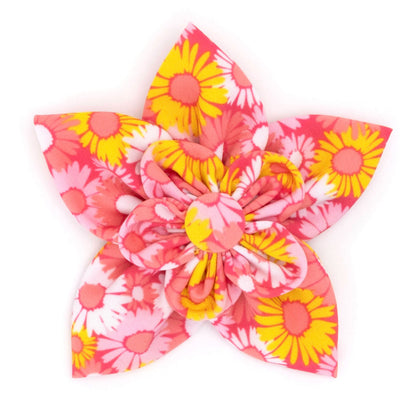 Preppy Floral Dog Flower – Polyester, Pink, Sizes S, L