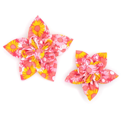 Preppy Floral Dog Flower – Polyester, Pink, Sizes S, L
