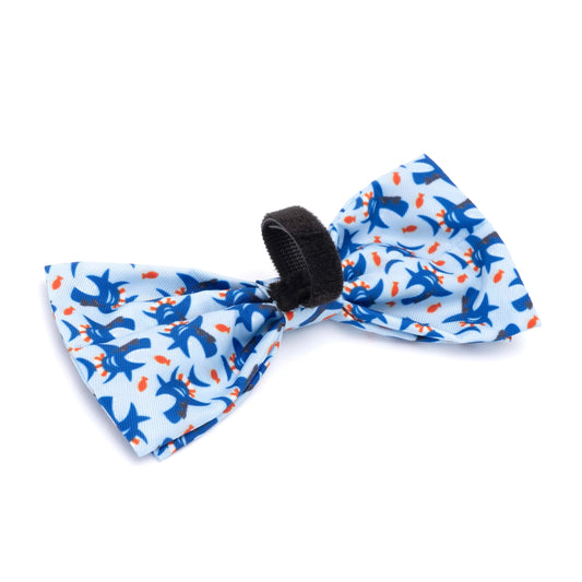 Sharkuterie Dog Bow Tie – Polyester, Blue, Sizes S, L