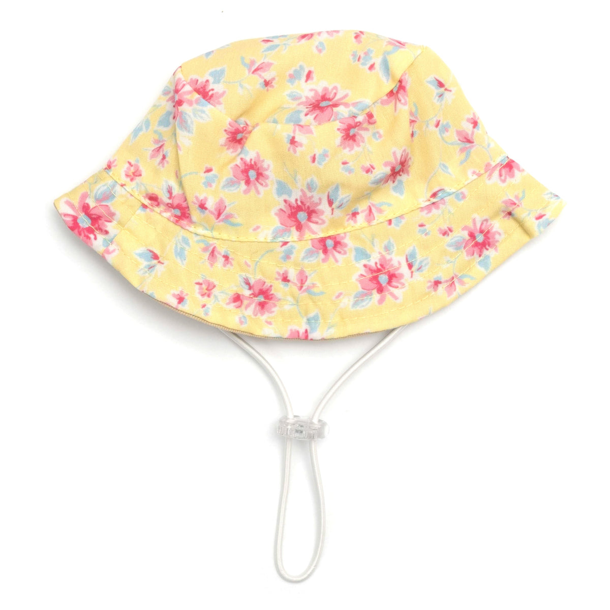 Fancy Floral Bucket Dog Hat – Polyester, Yellow & Blue, Sizes S–XL