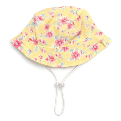 Fancy Floral Bucket Dog Hat – Polyester, Yellow & Blue, Sizes S–XL