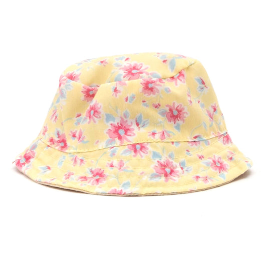 Fancy Floral Bucket Dog Hat – Polyester, Yellow & Blue, Sizes S–XL