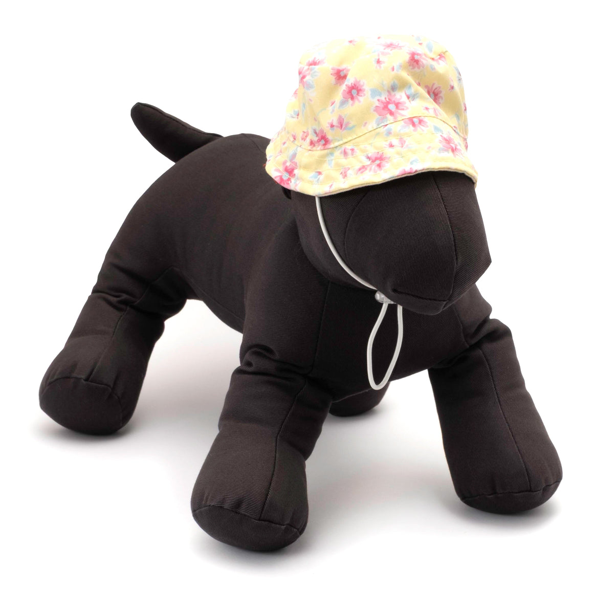 Fancy Floral Bucket Dog Hat – Polyester, Yellow & Blue, Sizes S–XL