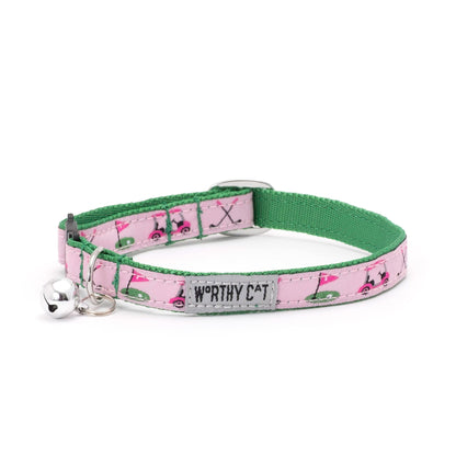 Golf Cat Collar – Green & Pink, Size One Size