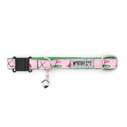 Golf Cat Collar – Green & Pink, Size One Size