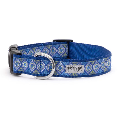 Medallion Dog Dog Collar – Blue & Pink, Sizes XS–XL