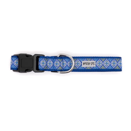 Medallion Dog Dog Collar – Blue & Pink, Sizes XS–XL