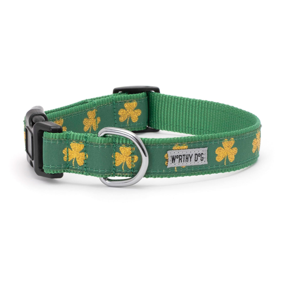 Good Luck Dog Dog Collar – Green, Sizes XS–XL