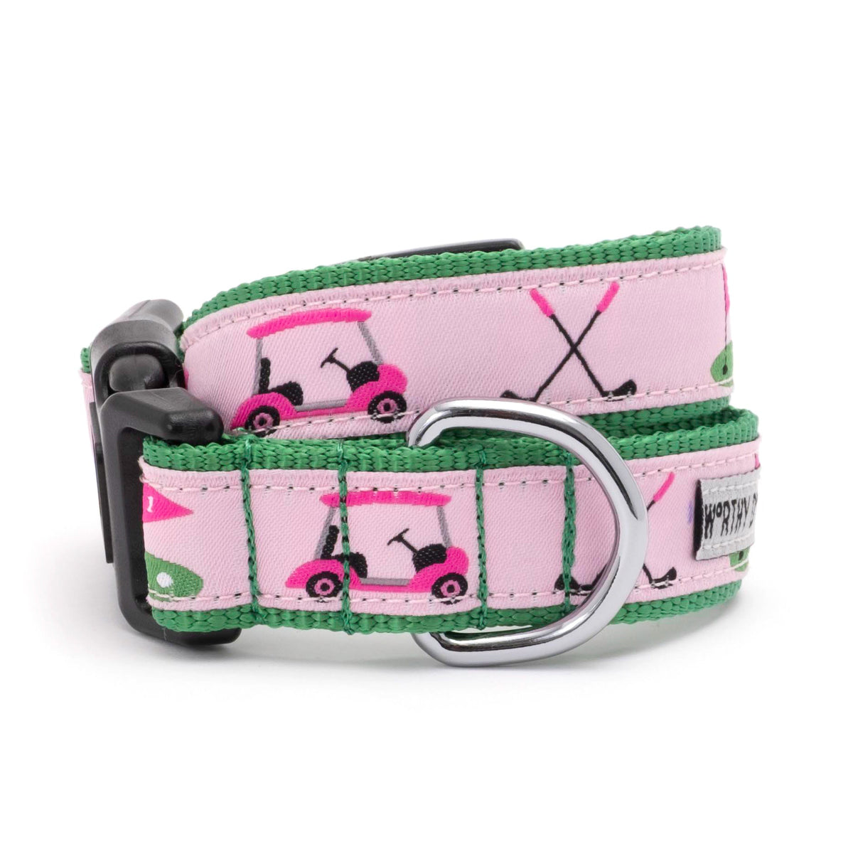 Golf Dog Collar – Green & Pink, Sizes XS–XL