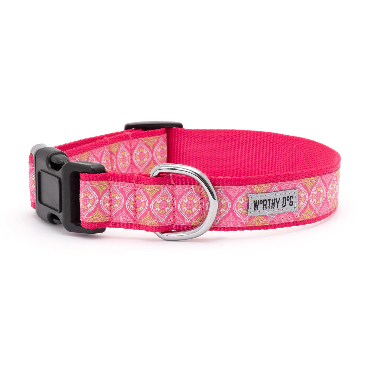 Medallion Dog Dog Collar – Blue & Pink, Sizes XS–XL