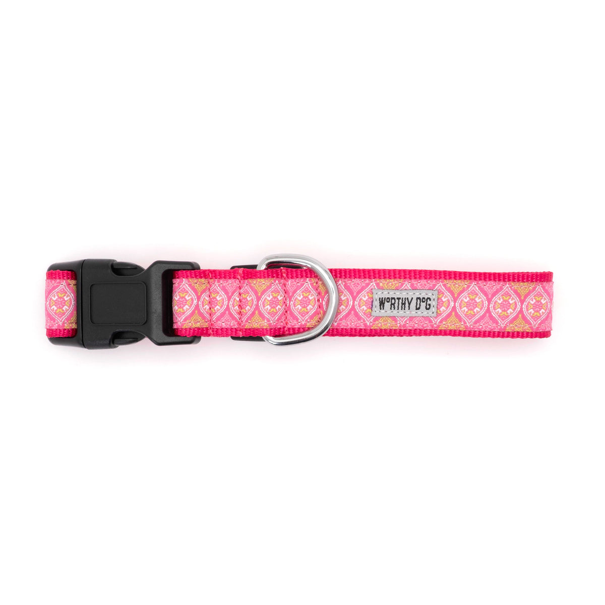 Medallion Dog Dog Collar – Blue & Pink, Sizes XS–XL