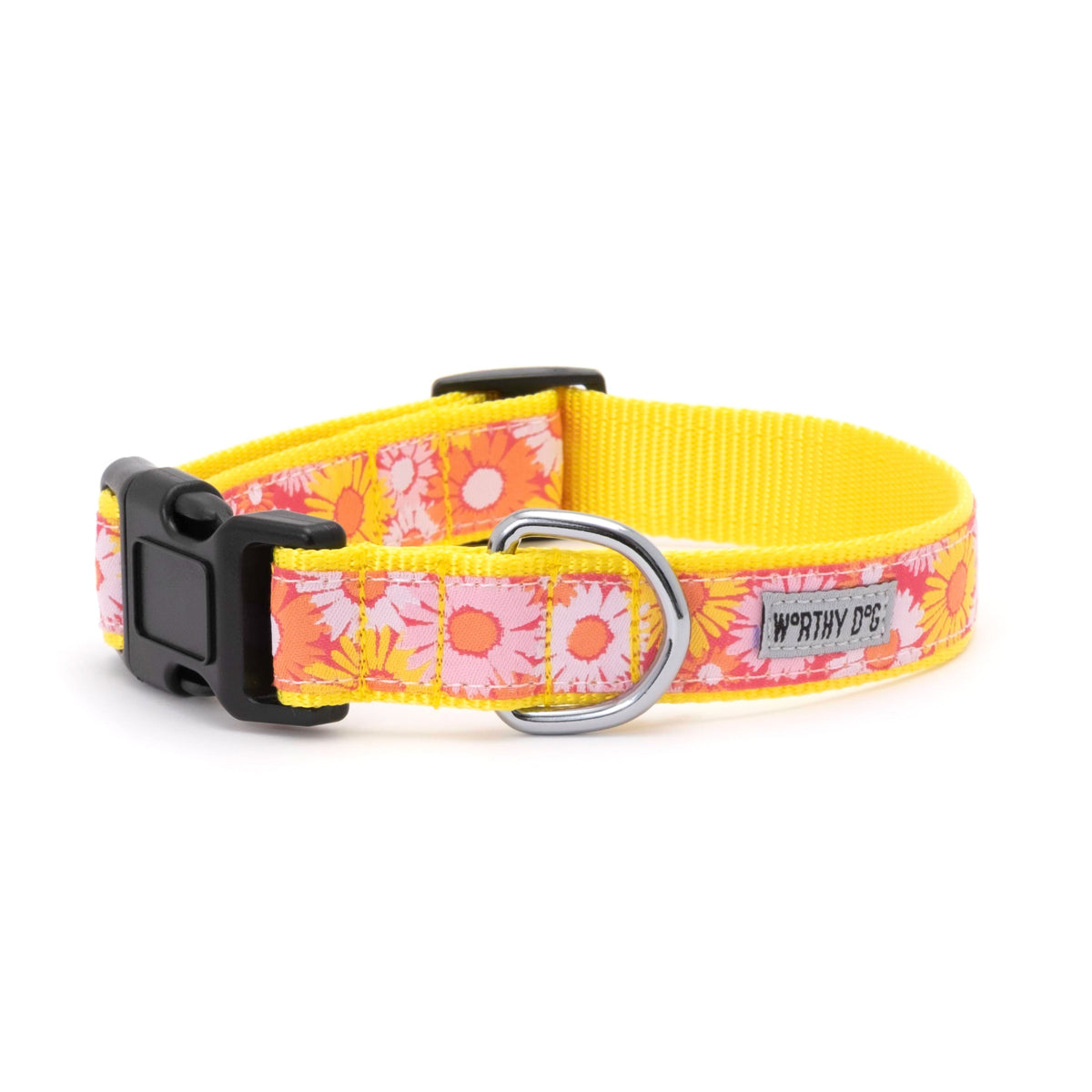 Preppy Floral Dog Dog Collar – Pink, Sizes XS–XL