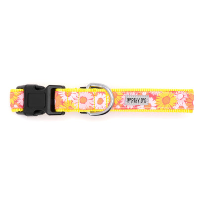 Preppy Floral Dog Dog Collar – Pink, Sizes XS–XL