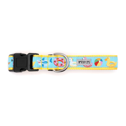 Pool Party Dog Dog Collar – Turquoise, Sizes XS–XL